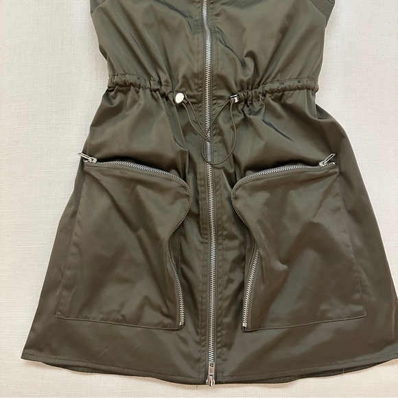 ZARA Olive Green Zip-Up Dress - Picture 2 of 16